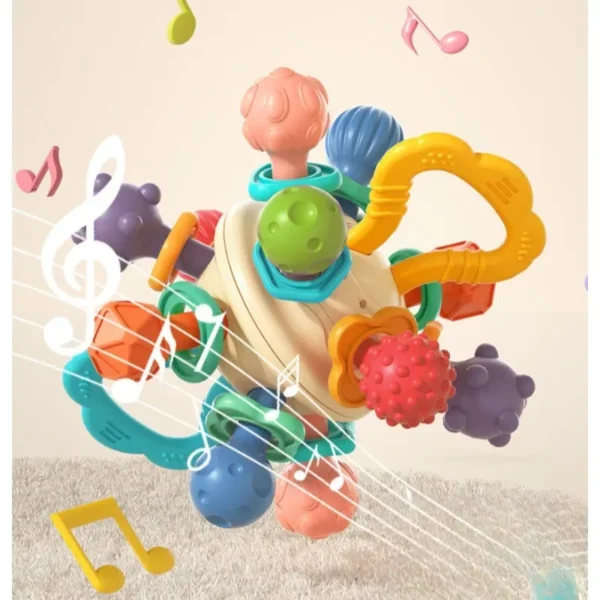 3 IN 1 Baby Toy Manhattan Round Ball Soft Silicone Hand Grab Ball Rattle Infantil Chewable Teethers Toys For Infant 0-12months