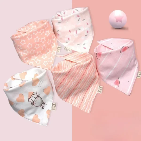 5pcs/set Baby Saliva Towel Triangle Scarf Cotton Bandana Waterproof Bibs Newborn Boys Girls Absorbent Cloth Bib Saliva Scarf - Image 2