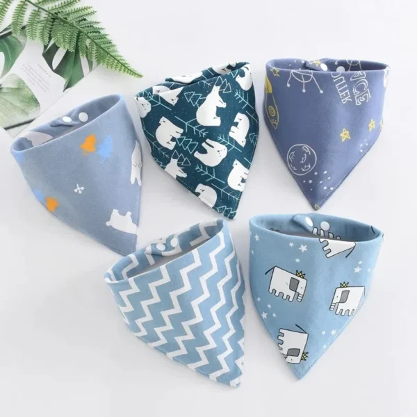 5pcs/set Baby Saliva Towel Triangle Scarf Cotton Bandana Waterproof Bibs Newborn Boys Girls Absorbent Cloth Bib Saliva Scarf