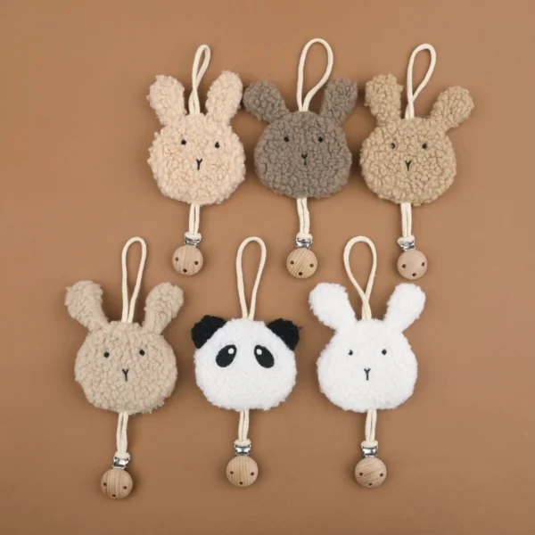 Baby Pacifier Clip Chain Plush Animal Pendant Decor Pacifier Holder Leash Hanging Strap Ornament for Newborn Infant A2UB