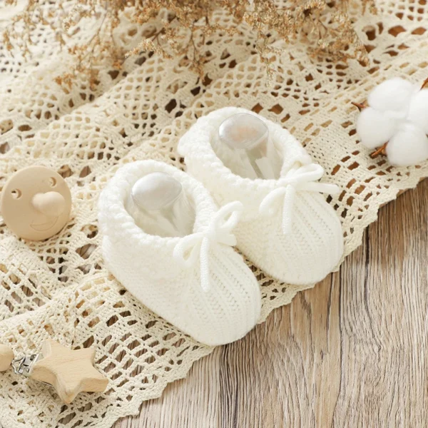 0-18m Baby Girls First Walk Shoes Cute Nowknot Knitted Newborn Infant Anti-Slip Indoor Outdoor Floor Prewalkers Toddler Footwear - Image 5