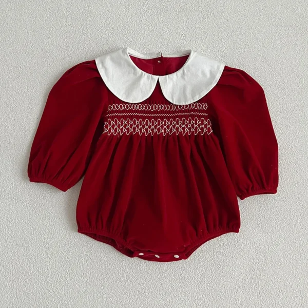 Autumn Newborn Kids Baby Girls Long Sleeve Sweet Solid Color Princess Rompers Infant New Baby Girls Rompers Clothes - Image 3