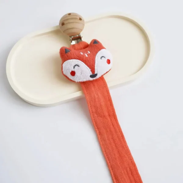 1PCS Baby Pacifier Clip,Newborn Cotton Wooden Animal Pacifier Chain,Nipple Soother Dummy Holder Eco-friendly Material - Image 5
