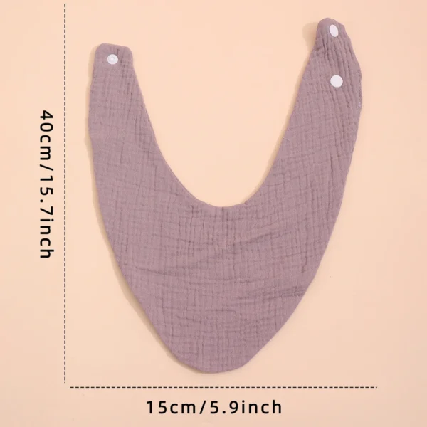 3pcs Baby Feeding Drool Bibs Saliva Towel Triangle Solid Color Scarf Bandana Soft Cotton Bib Adjustable Snap Button Burp Cloth - Image 2